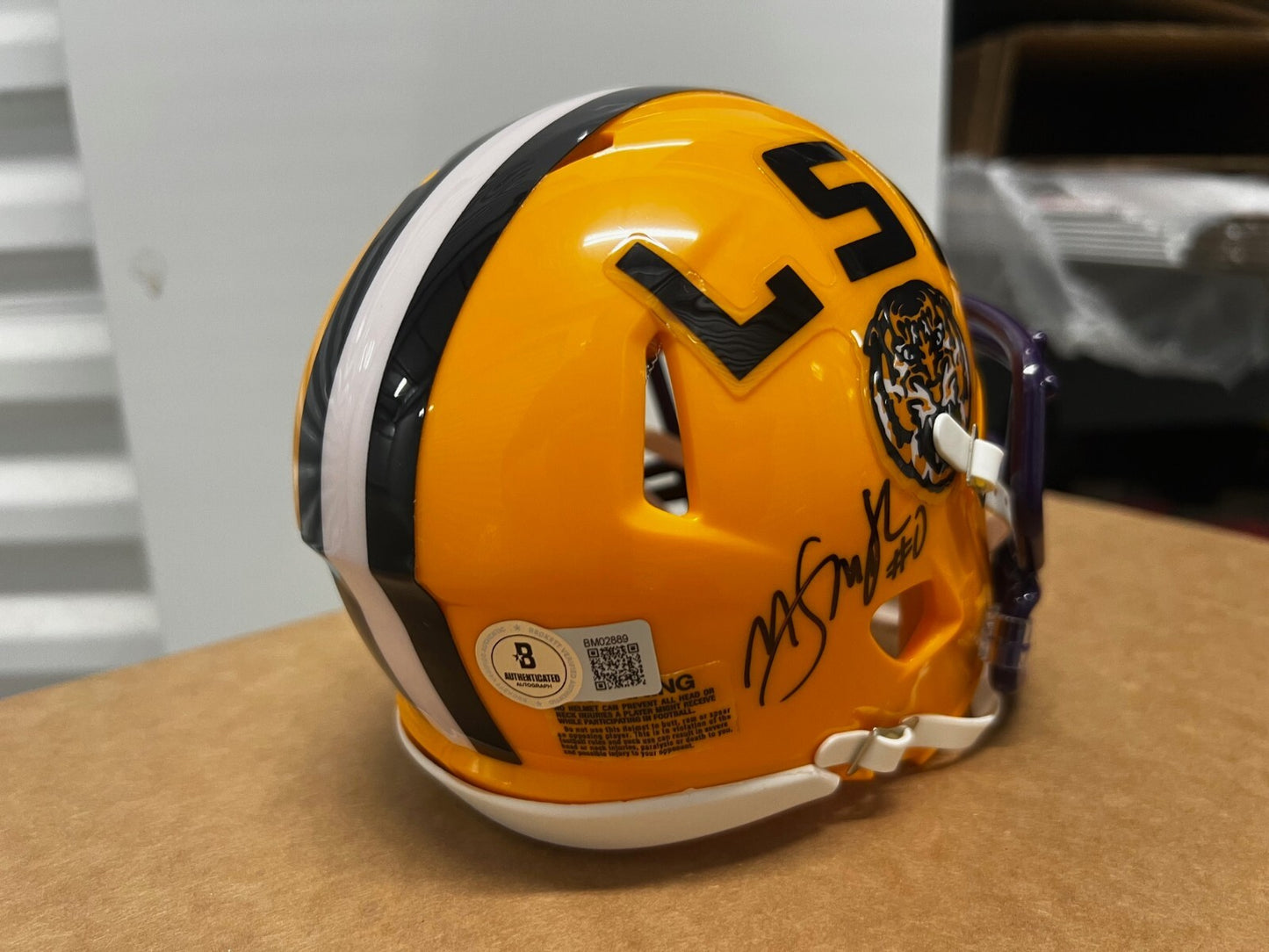MAASON SMITH signed (LSU TIGERS) mini football helmet BECKETT BM02889