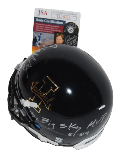 JOHN FRIESZ signed (IDAHO VANDALS) BIG SKY MVP mini football helmet JSA LL18443