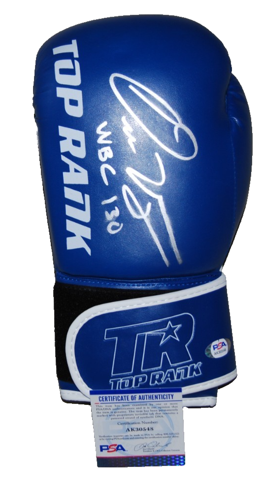 OSCAR VALDEZ signed (WBC WBO FEATHERWEIGHT) Blue Boxing glove PSA/DNA AK30548