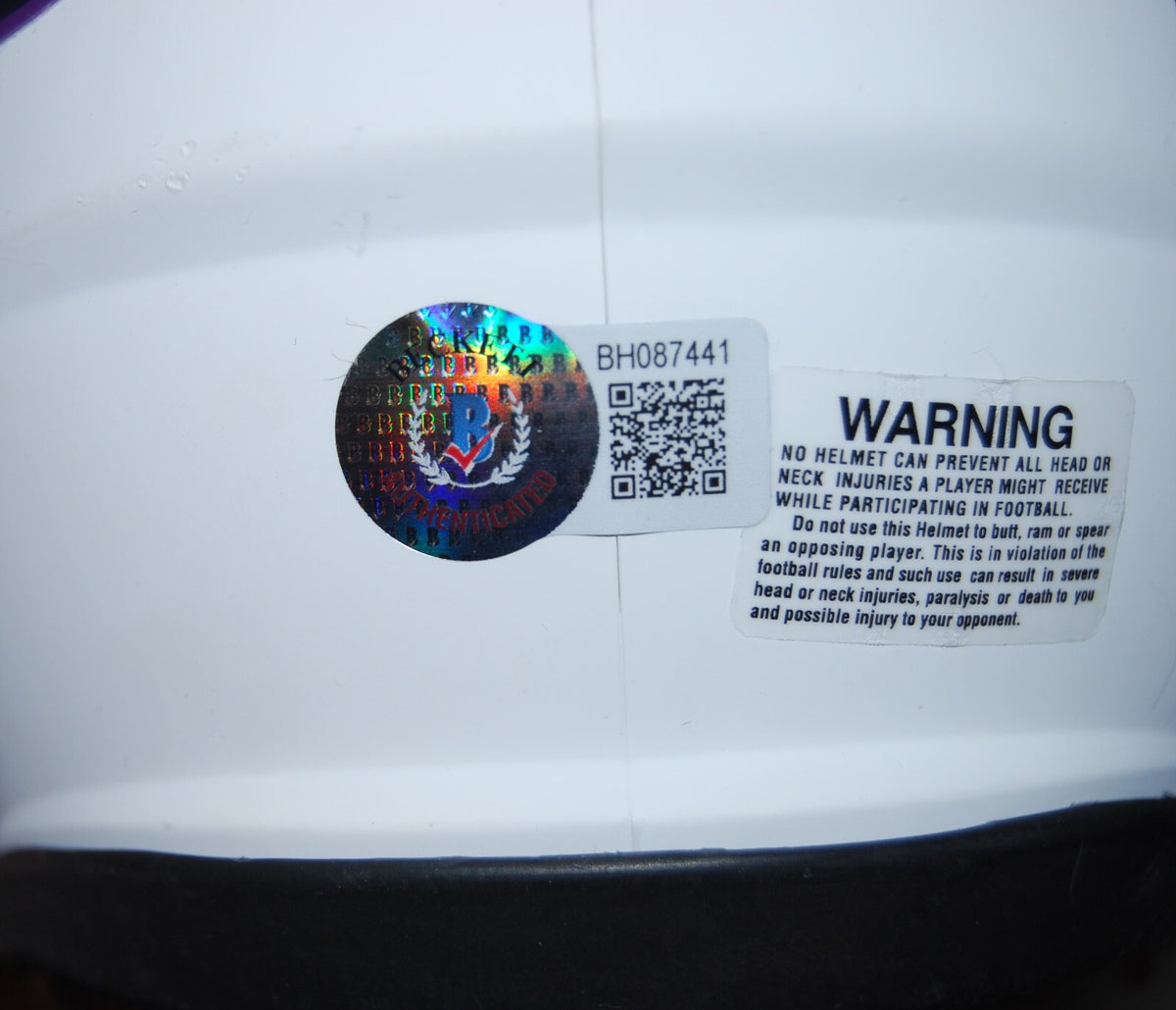 ADRIAN PETERSON signed (MINNESOTA VIKINGS LUNAR mini helmet BECKETT BAS BH087441