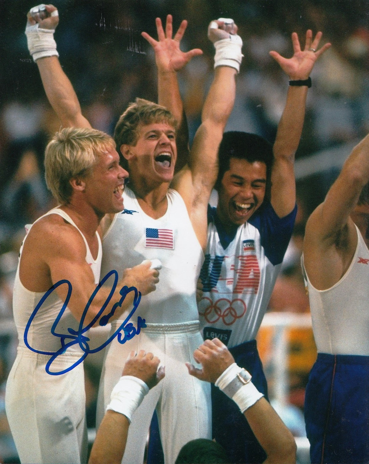 BART CONNER signed (USA GYMNASTICS) 8X10 *GYMNAST* GOLD MEDAL photo W/COA #1