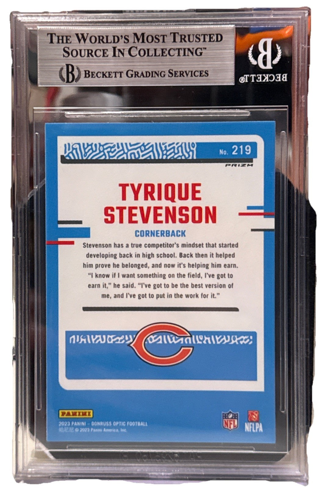 Tyrique Stevenson signed Chicago Bears 2023 Donruss RC Card Beckett 00033535899