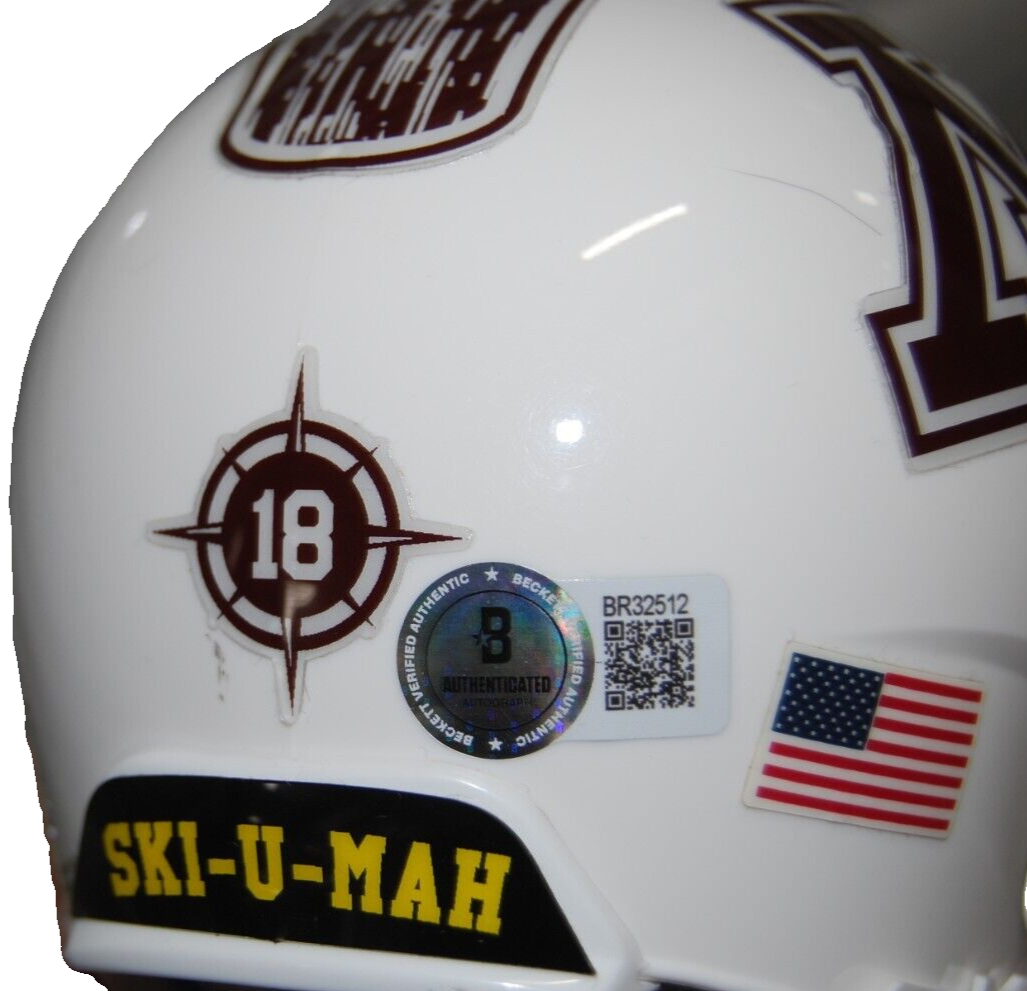 JUSTIN WALLEY signed (MINNESOTA GOLDEN GOPHERS) mini helmet BECKETT BR32512