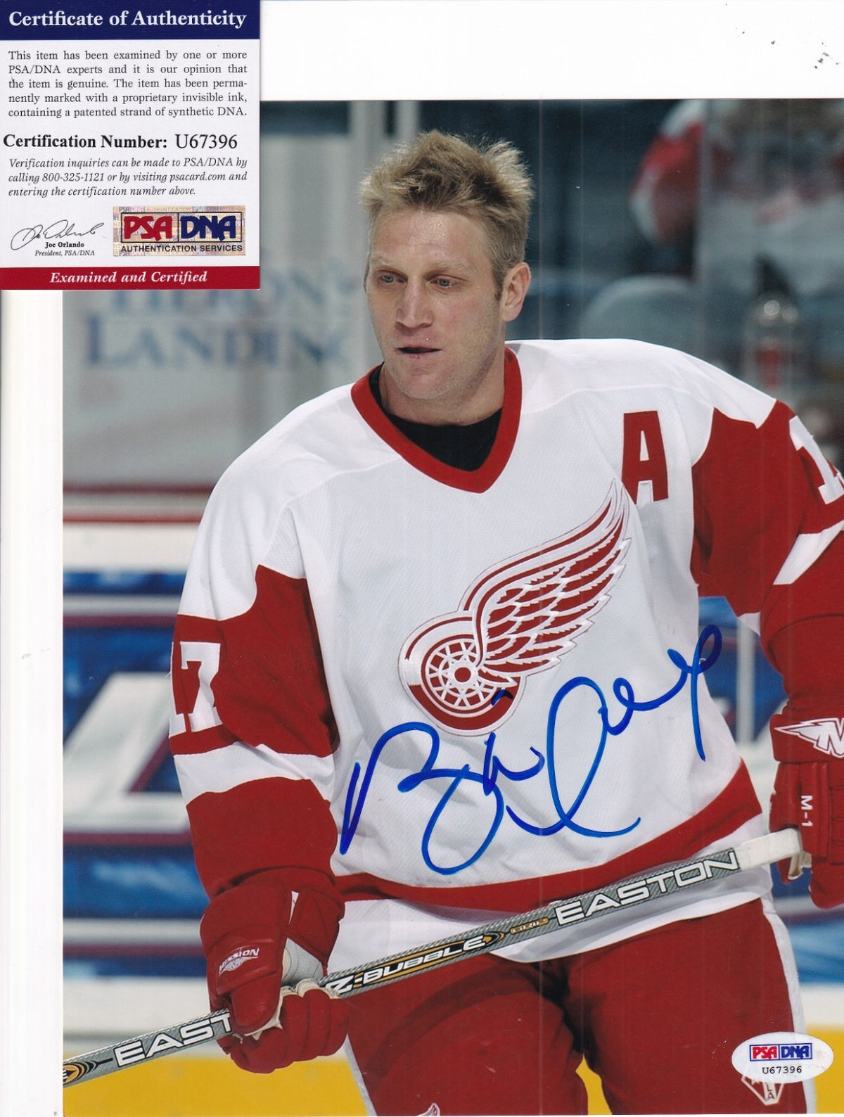 BRETT HULL signed (DETROIT REDWINGS) autograph hockey 8X10 photo PSA/DNA U67396
