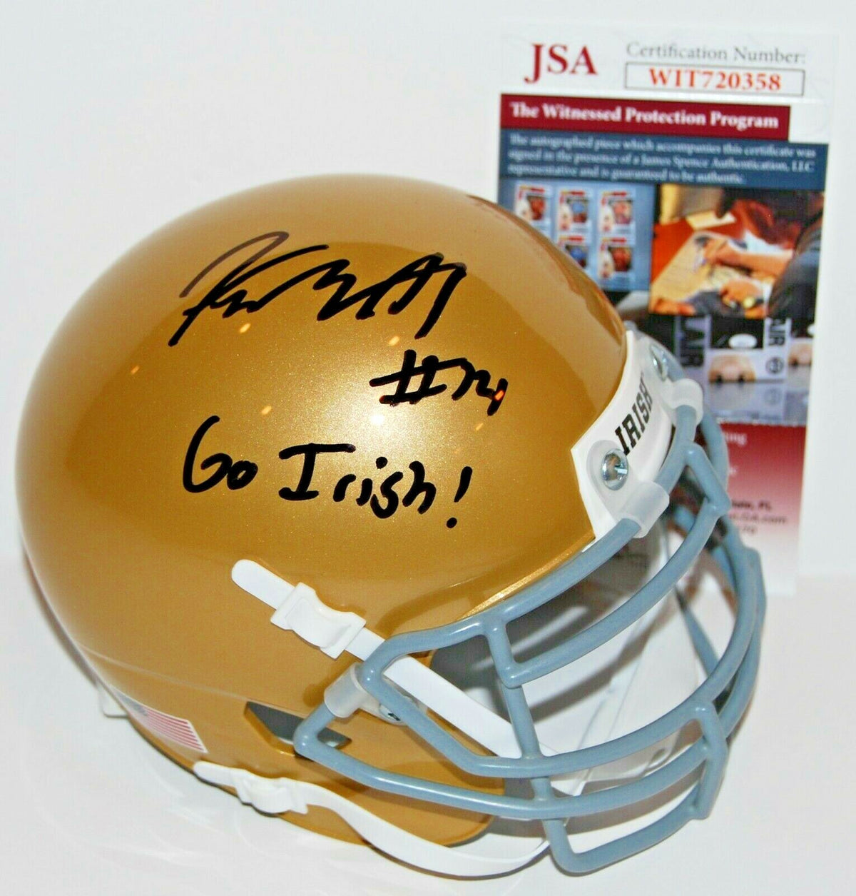 KYLE HAMILTON signed (NOTRE DAME FIGHTING IRISH) Schutt mini football helmet JSA