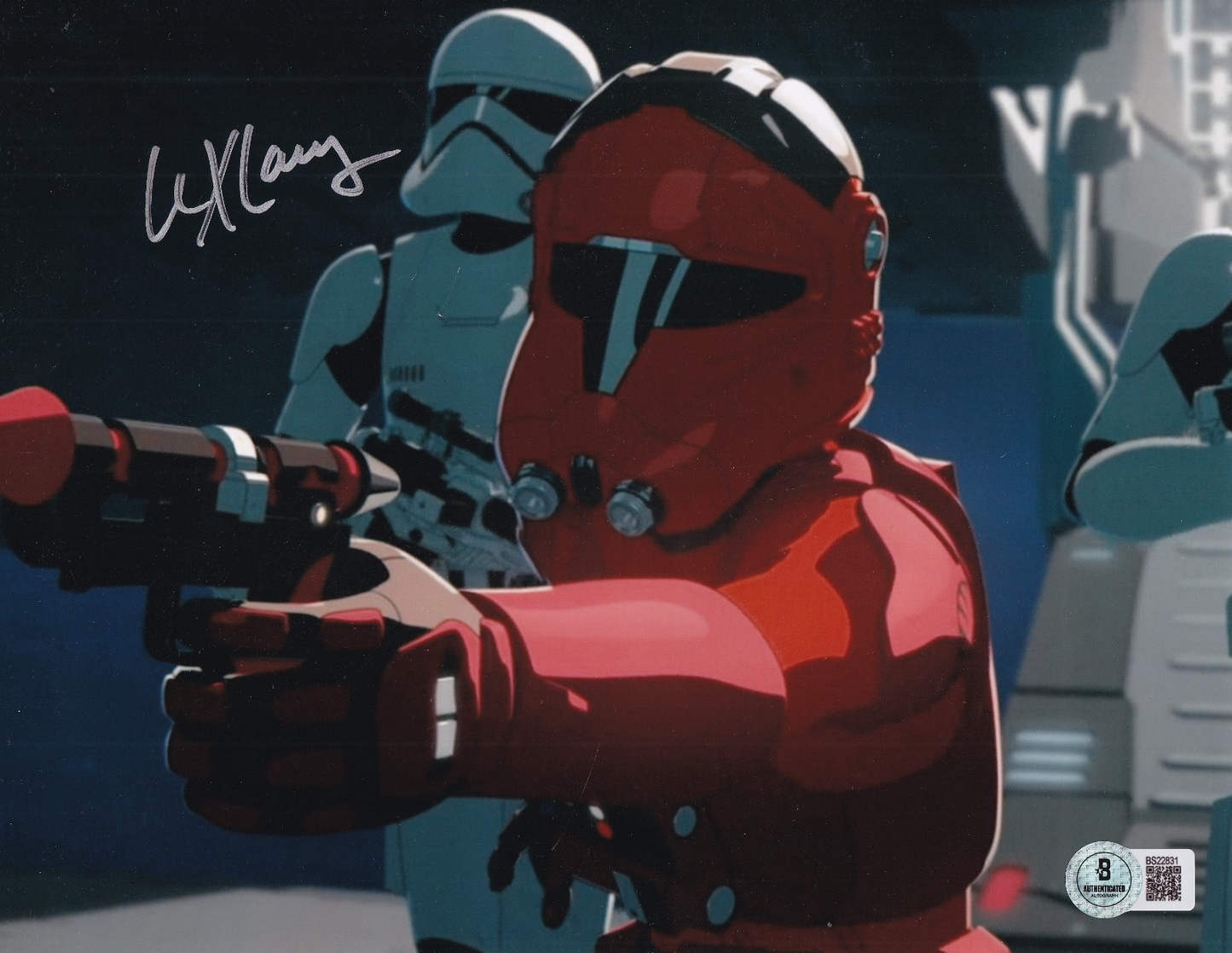 LEX LANG signed (STAR WARS RESISTANCE) Major Vonreg 8X10 photo BECKETT BS22831