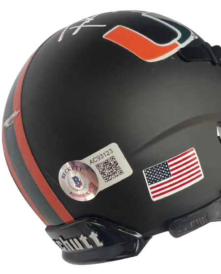 FRANK GORE signed (MIAMI HURRICANES) Black mini football helmet BECKETT AC93123