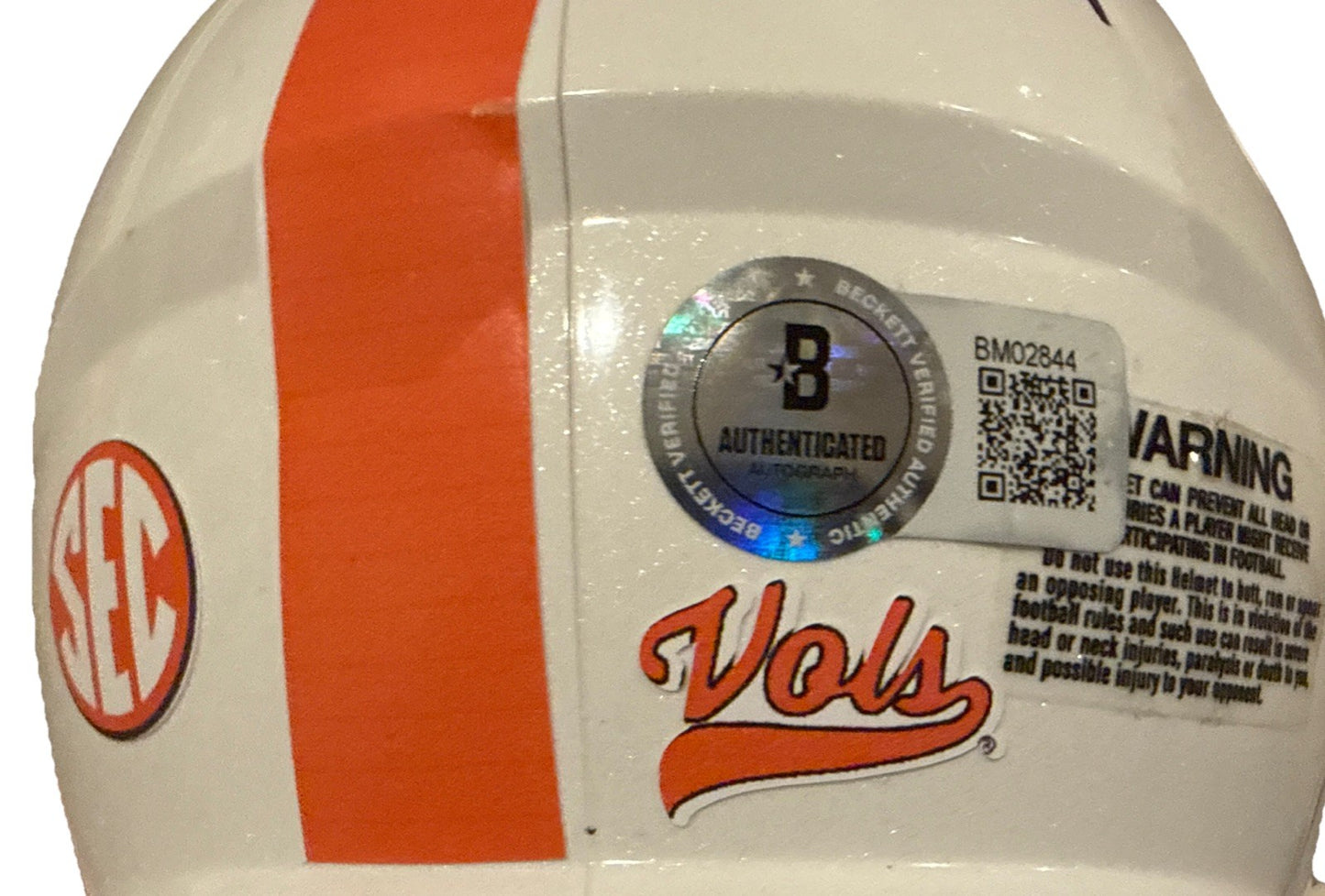 TEE MARTIN signed (TENNESSEE VOLUNTEERS) mini football helmet BECKETT BM02844