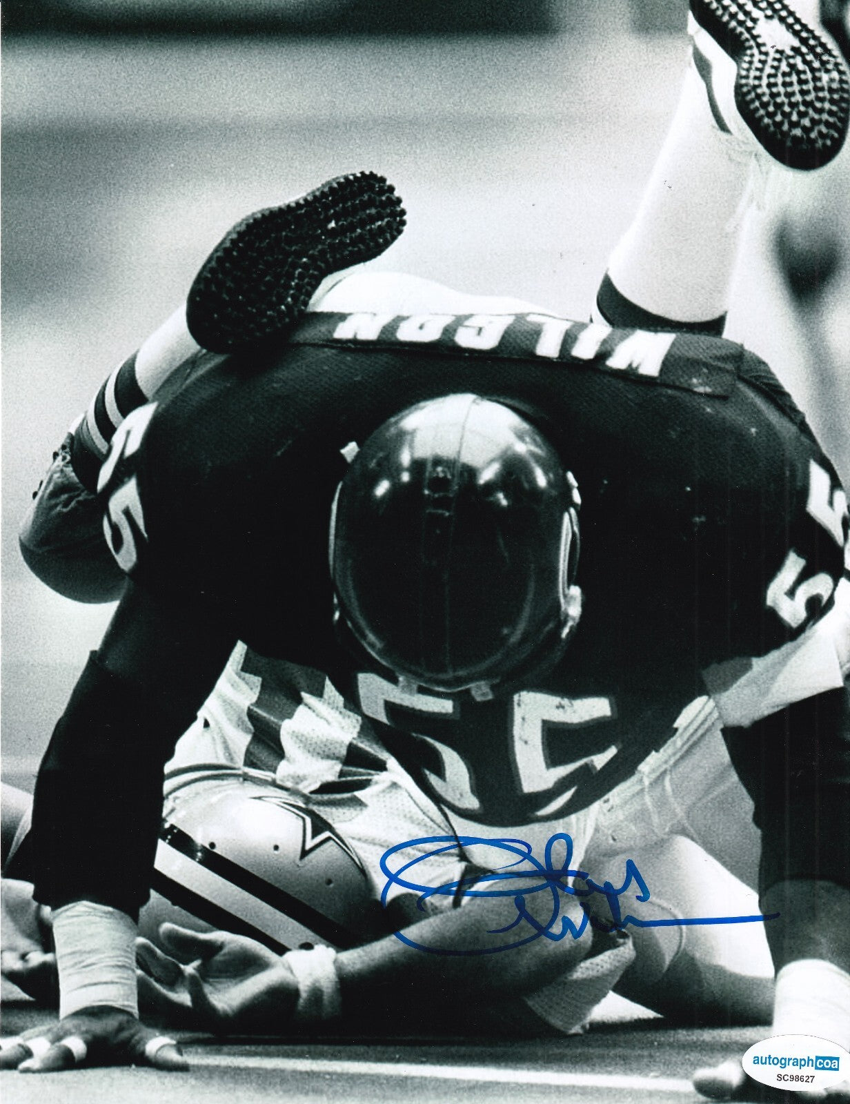 OTIS WILSON signed (CHICAGO BEARS) football SBXX Champ 8X10 photo ACOA SC98627