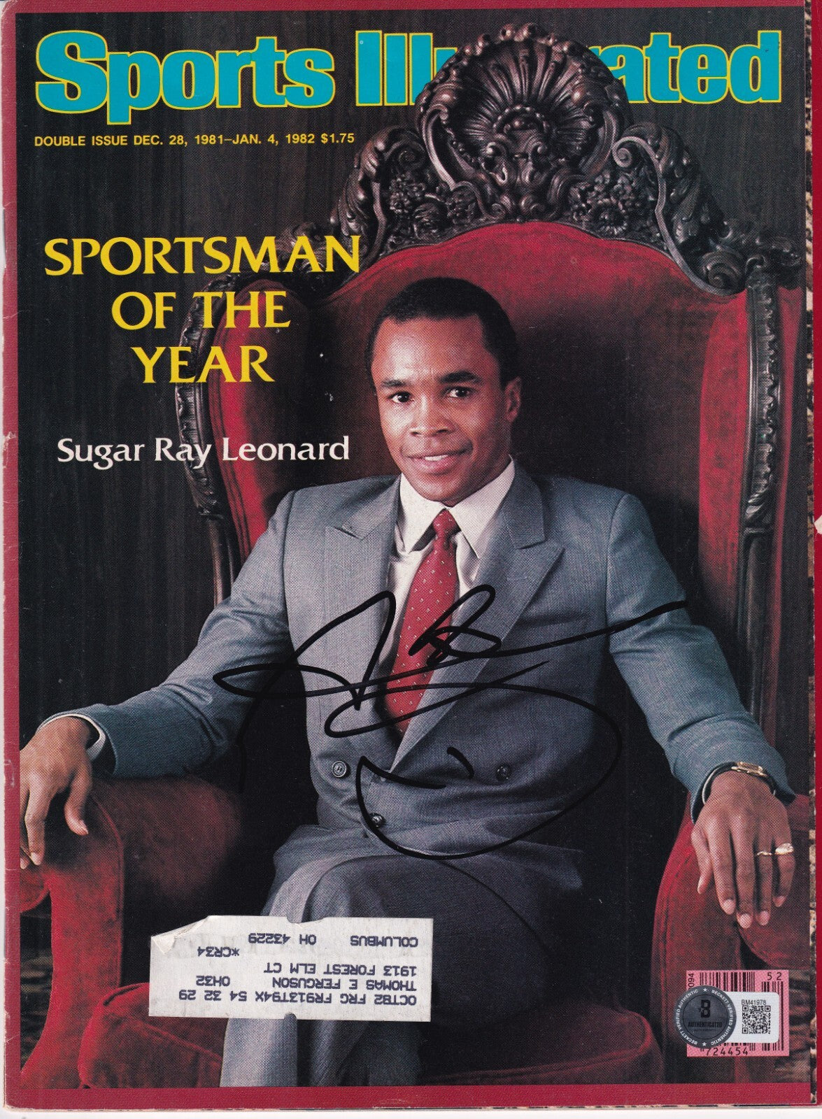 SUGAR RAY LEONARD signed (BOXING Sports Illustrated magazine BECKETT BAS BM41978