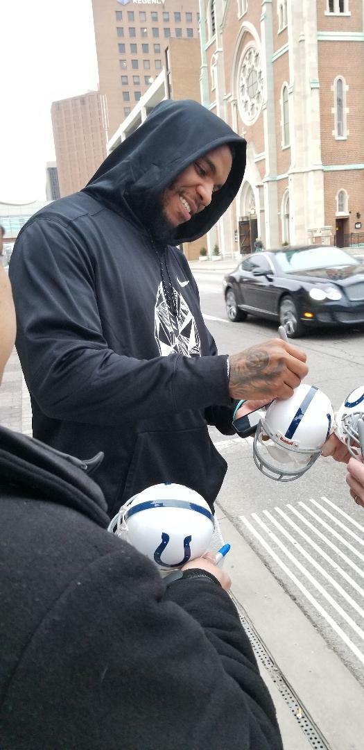 ERIC EBRON signed (INDIANAPOLIS COLTS) logo autographed football JSA Authentic
