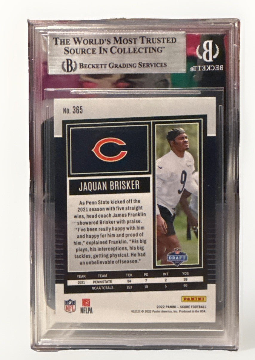 Jaquan Brisker signed Chicago Bears 2022 Score#365 RC Card Beckett 00019287429