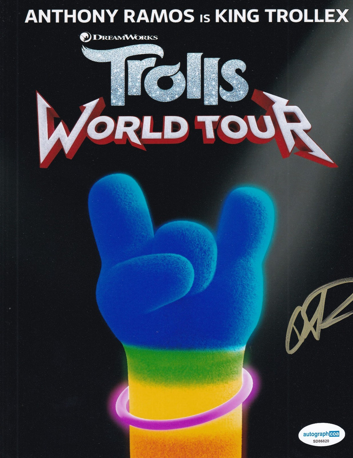 ANTHONY RAMOS signed (TROLLS WORLD TOUR) Trollex Movie 8X10 photo ACOA SD86820