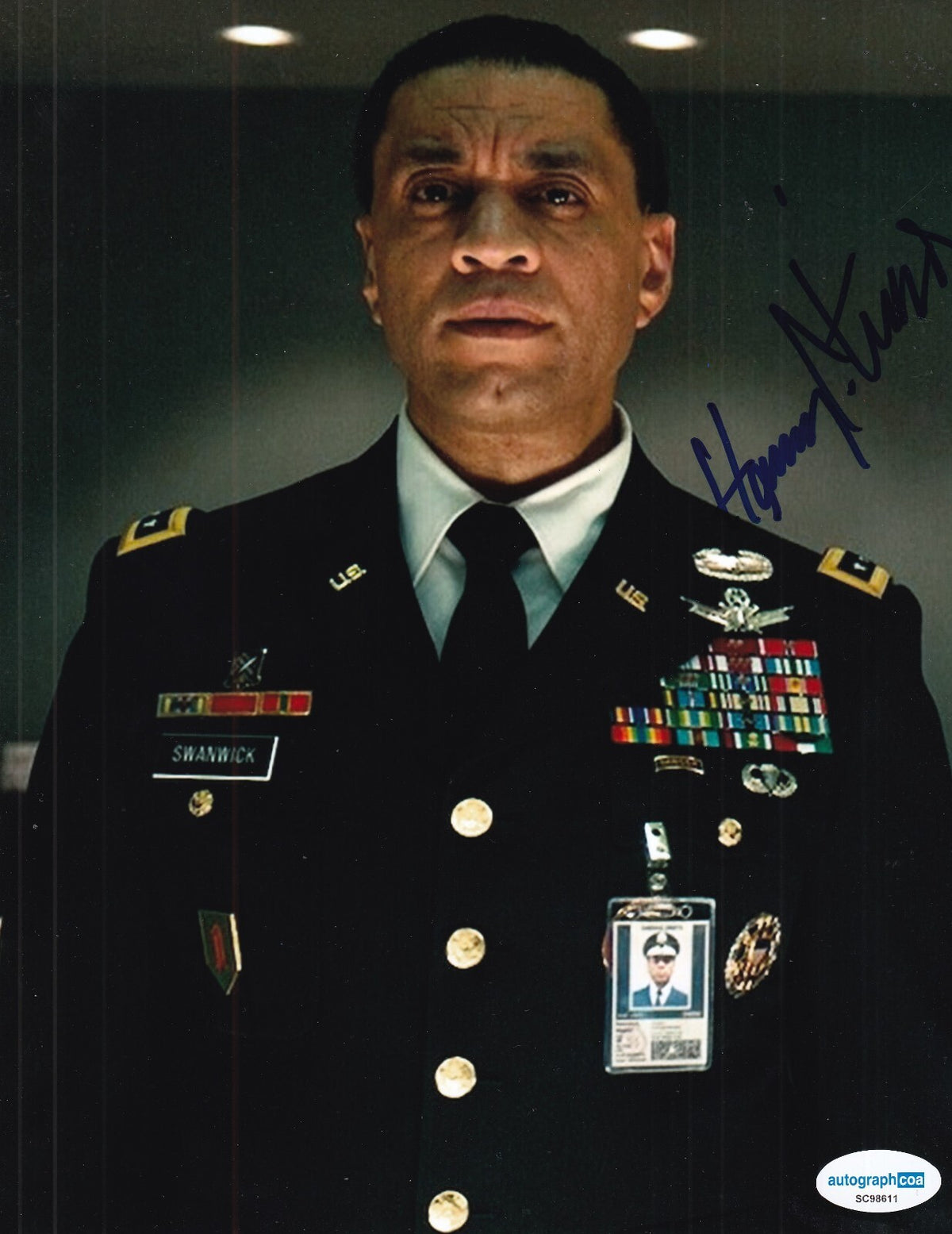 HARRY LENNIX signed (MAN OF STEEL) Superman General Swanwick 8X10 ACOA SC98611