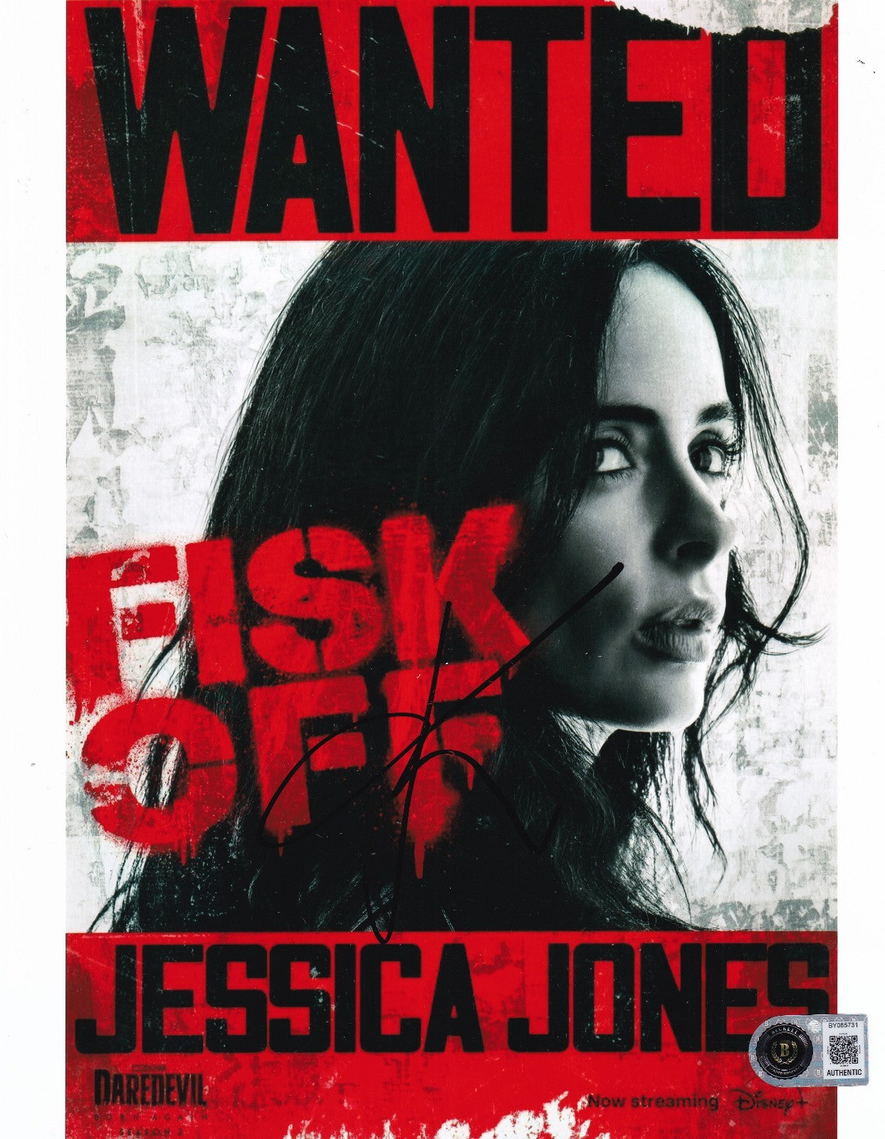 KRYSTEN RITTER signed (JESSICA JONES) Daredevil 8X10 photo BECKETT BAS BY085731