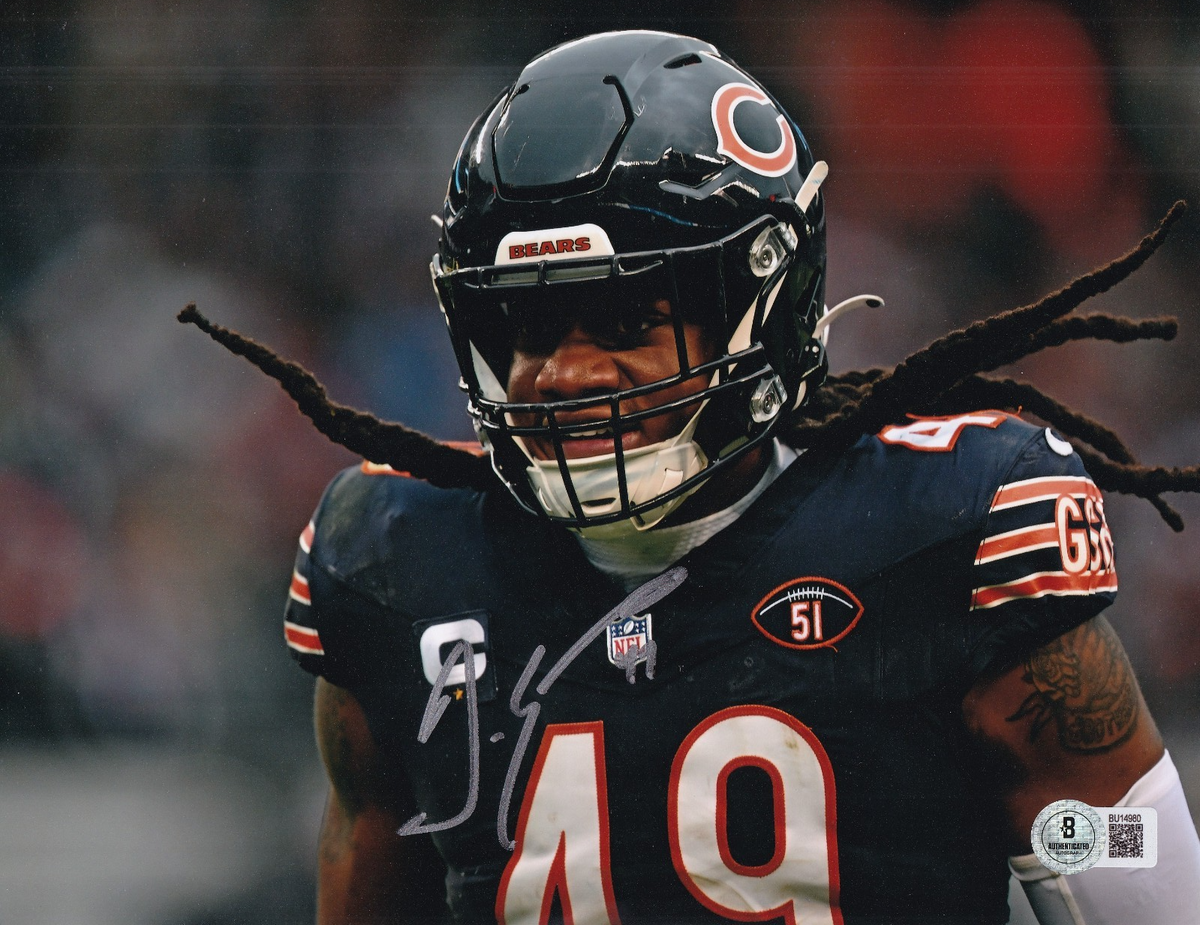 TREMAINE EDMUNDS signed (CHICAGO BEARS) football 8X10 photo BECKETT BAS BU14980