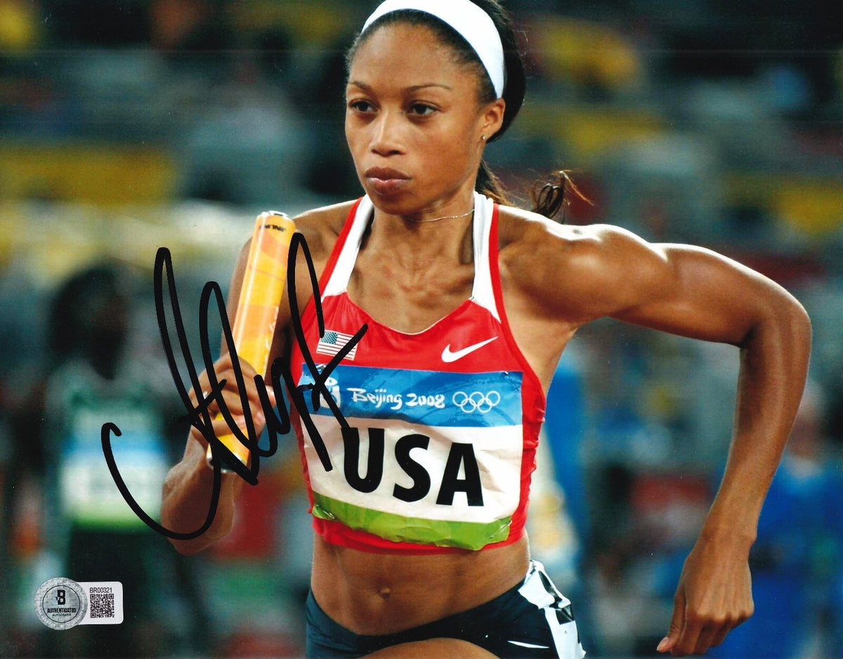 ALLYSON FELIX signed (OLYMPICS) TRACK & FIELD 8X10 photo USA BECKETT BR00321