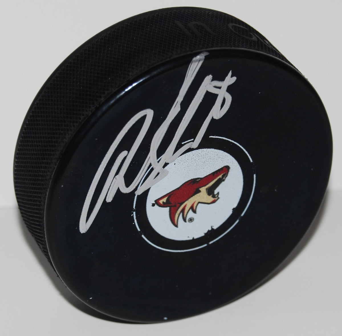 TOBIAS RIEDER signed (PHOENIX COYOTES) souvenir logo hockey puck W/COA #1