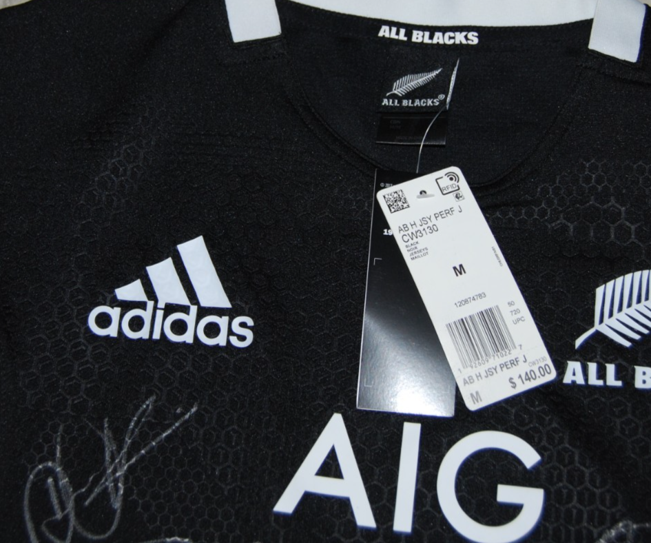 2025-26 NEW ZEALAND ALL BLACKS team signed ADIDAS RUGBY 15 Auto's jersey W/COA