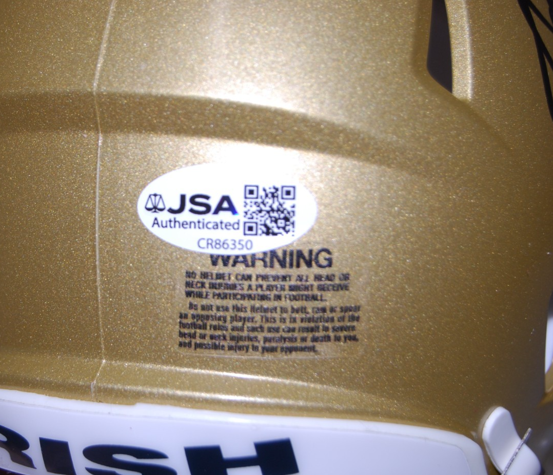 ANTHONIE KNAPP signed (NOTRE DAME FIGHTING IRISH) mini helmet JSA COA CR86350