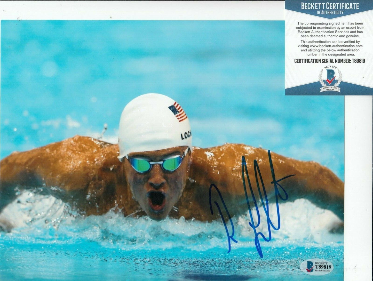 RYAN LOCHTE signed (12 X OLYMPIC SWIMMER) Swimming 8X10 photo BECKETT BAS T89819