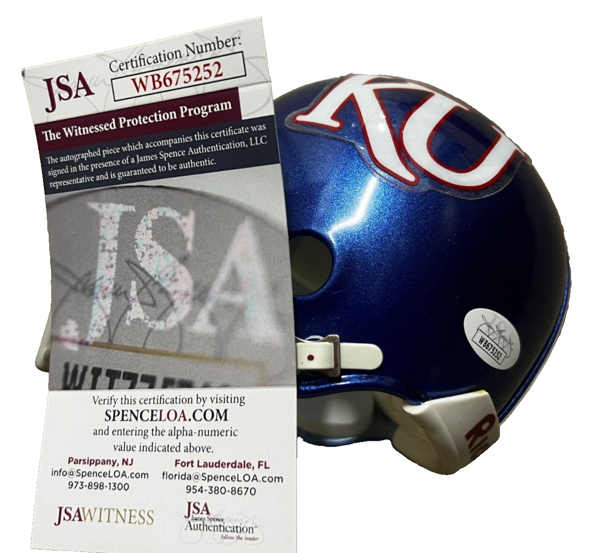 AUSTIN BOOKER signed (KANSAS JAYHAWKS) mini football helmet JSA WB675252