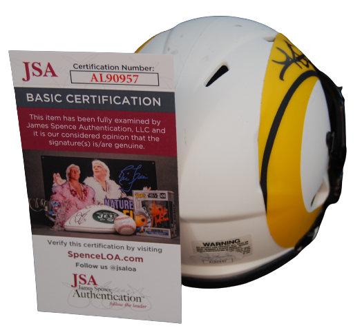 KURT WARNER signed (ST LOUIS RAMS) Lunar mini football helmet JSA COA AL90957