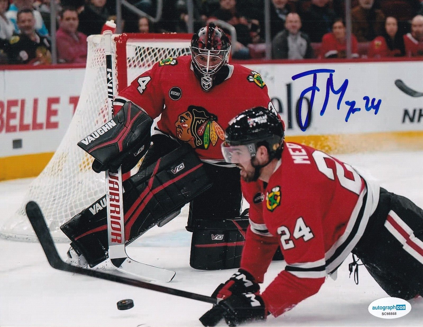 JAYCOB MEGNA signed (CHICAGO BLACKHAWKS) Hocket 8X10 photo ACOA SC98568