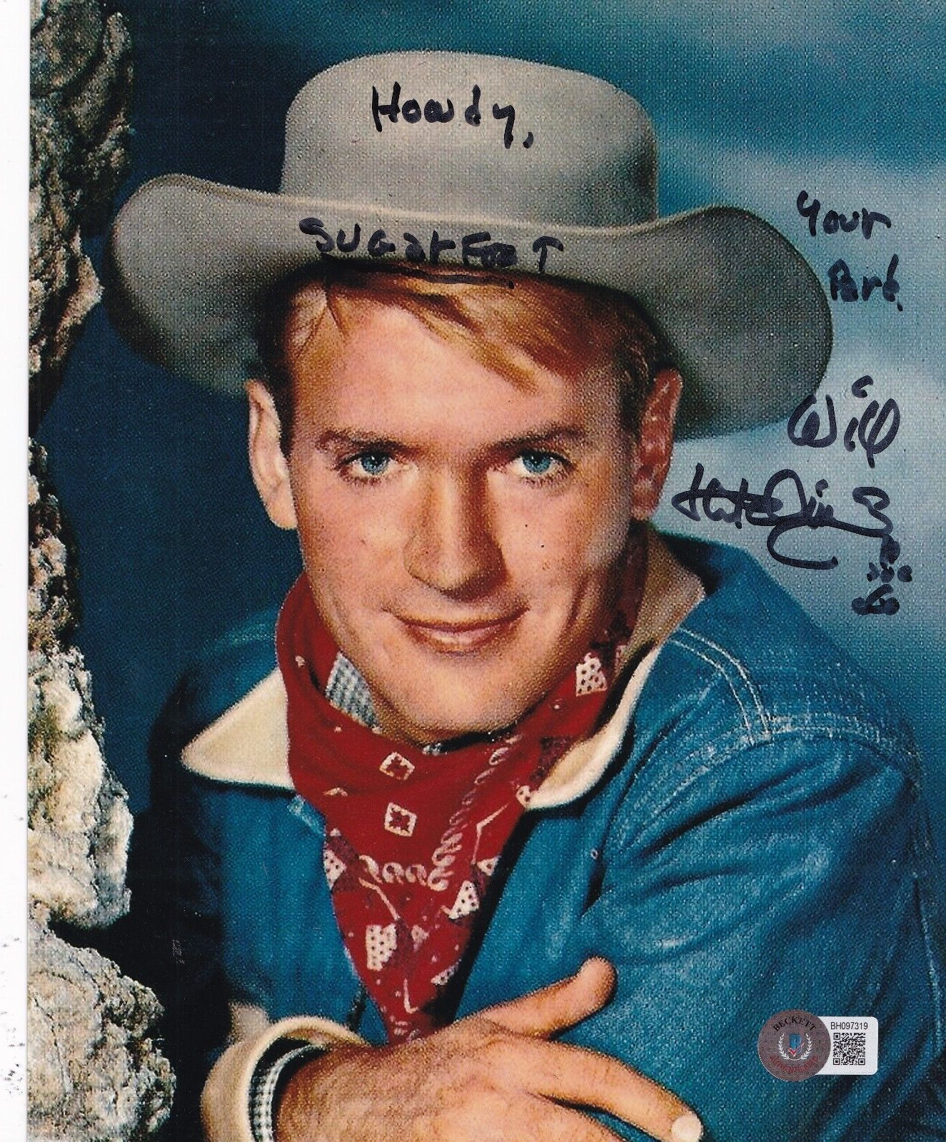 WILL HUTCHINS signed (SUGARFOOT) Tom Brewster 8X10 photo BECKETT BAS BH097319