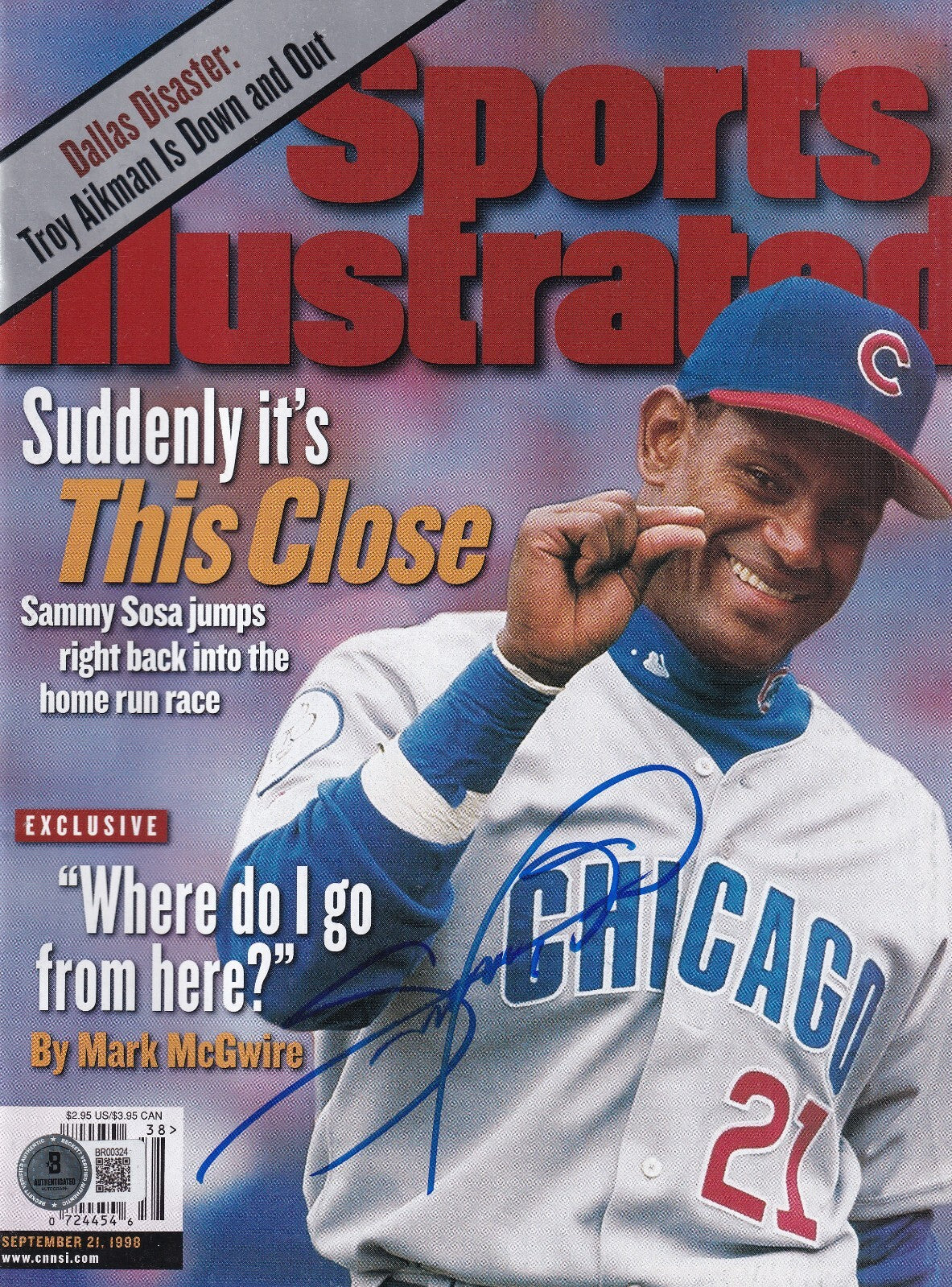 SAMMY SOSA signed (CHICAGO CUBS) Sports Illustrated magazine BECKETT BAS BR00324