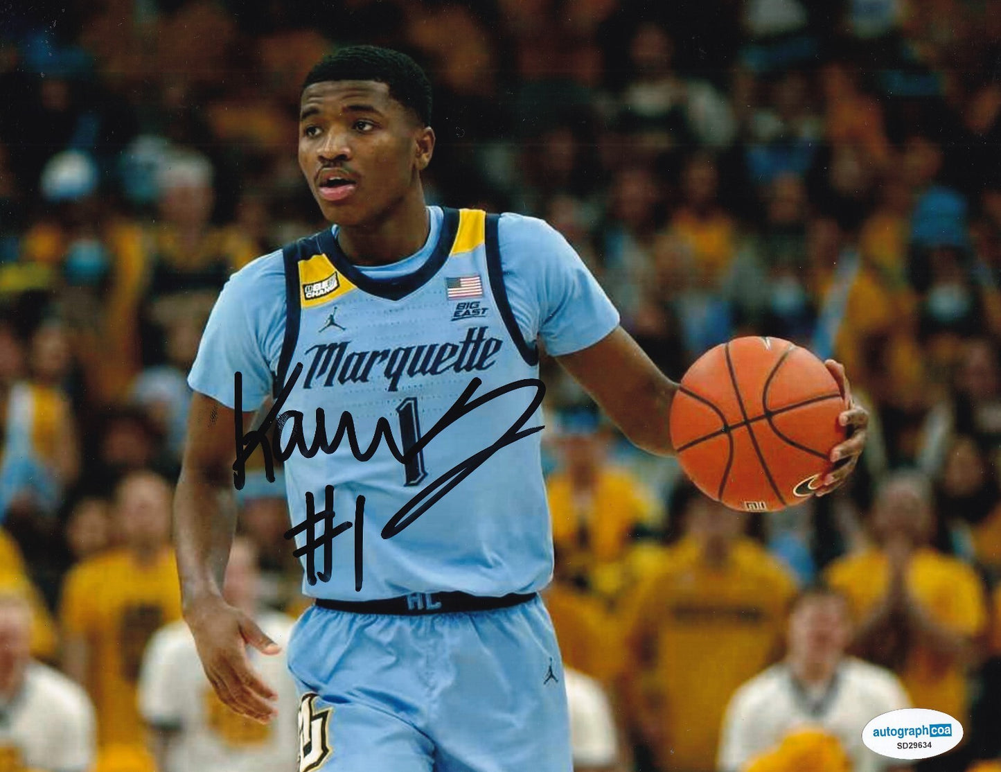 KAM JONES signed (MARQUETTE GOLDEN EAGLES) basketball 8X10 photo ACOA SD29634