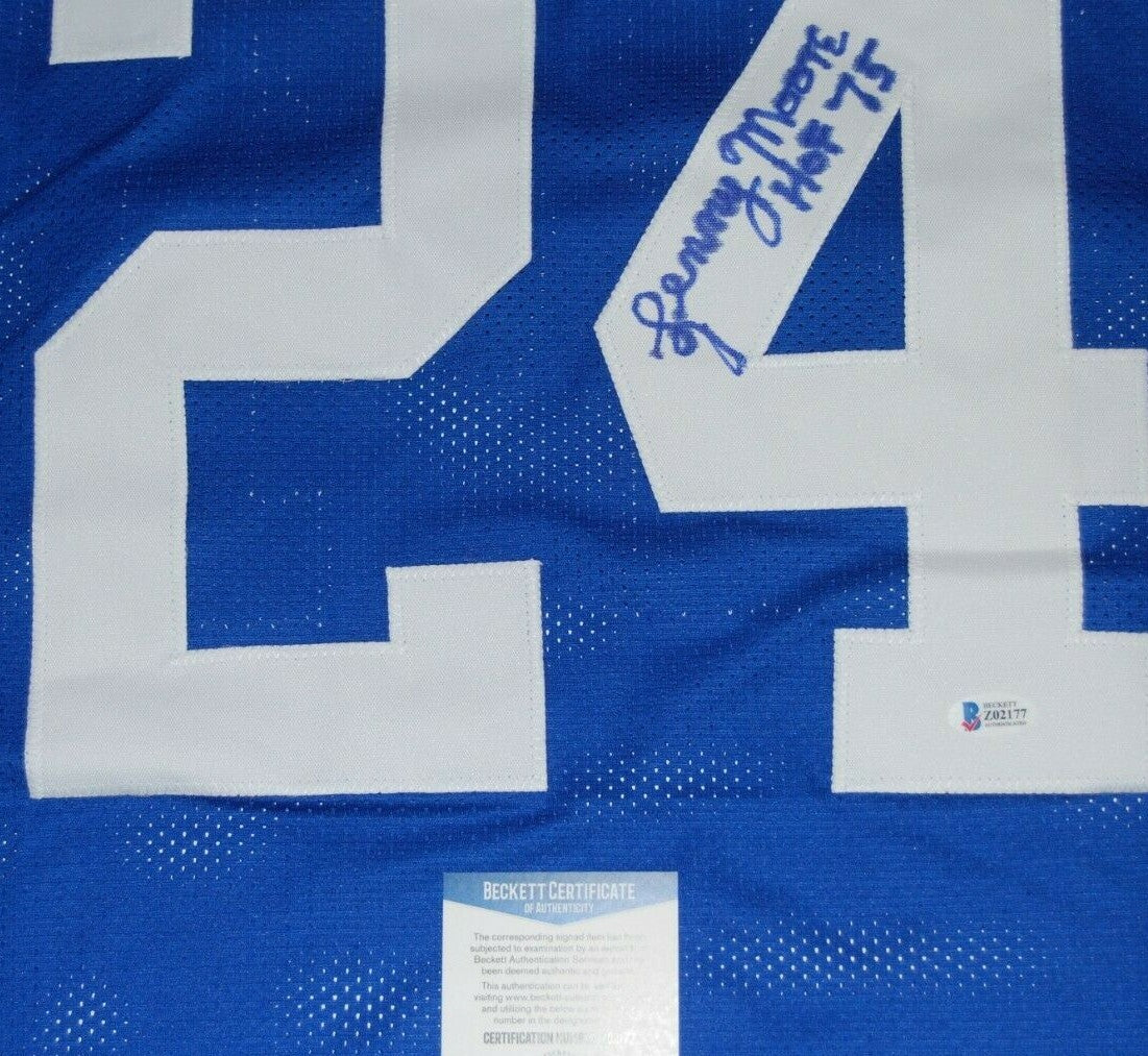 LENNY MOORE signed (BALTIMORE COLTS) Custom Stitched football jersey BECKETT