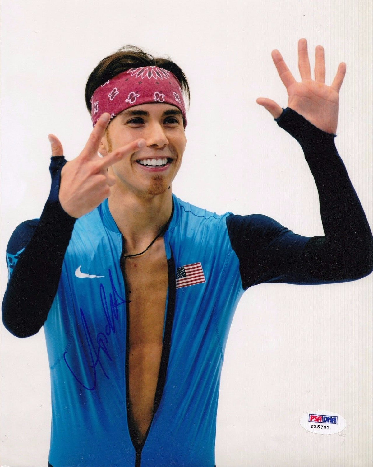 Apolo Anton Ohno autographed Olympics Speed Skater 8x10 Photo PSA/DNA COA Y35791
