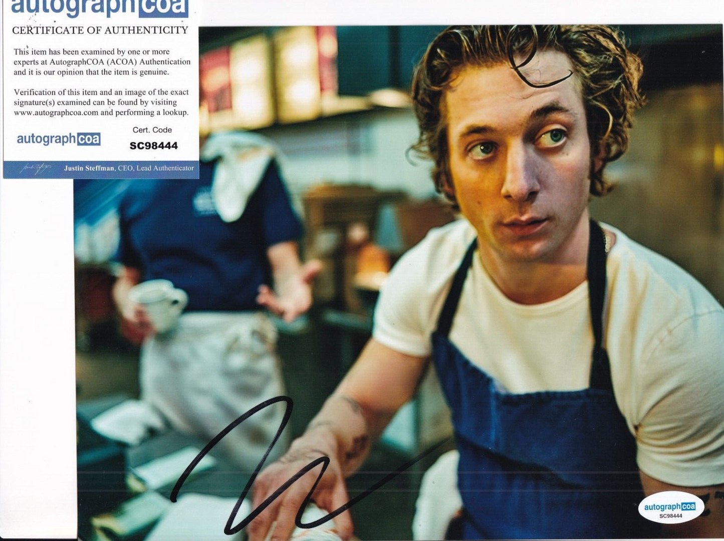 JEREMY ALLEN WHITE signed (THE BEAR) Chef Carmen 8X10 photo ACOA SC98444