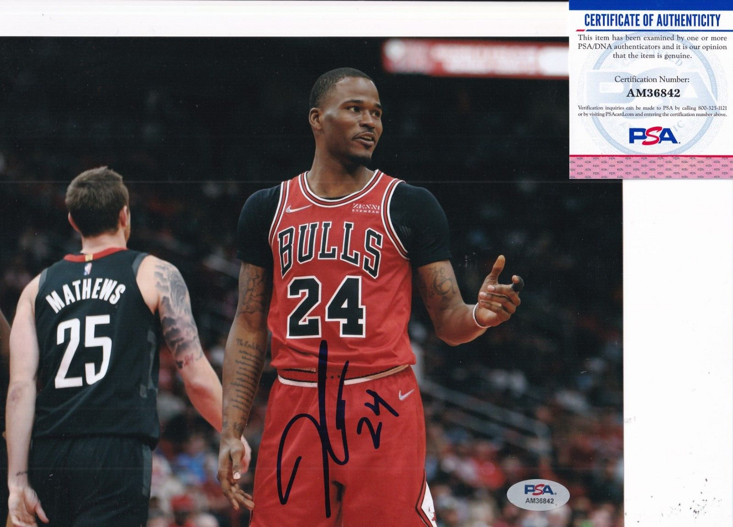 JAVONTE GREEN signed (CHICAGO BULLS) Basketball 8X10 PSA/DNA COA AM36842