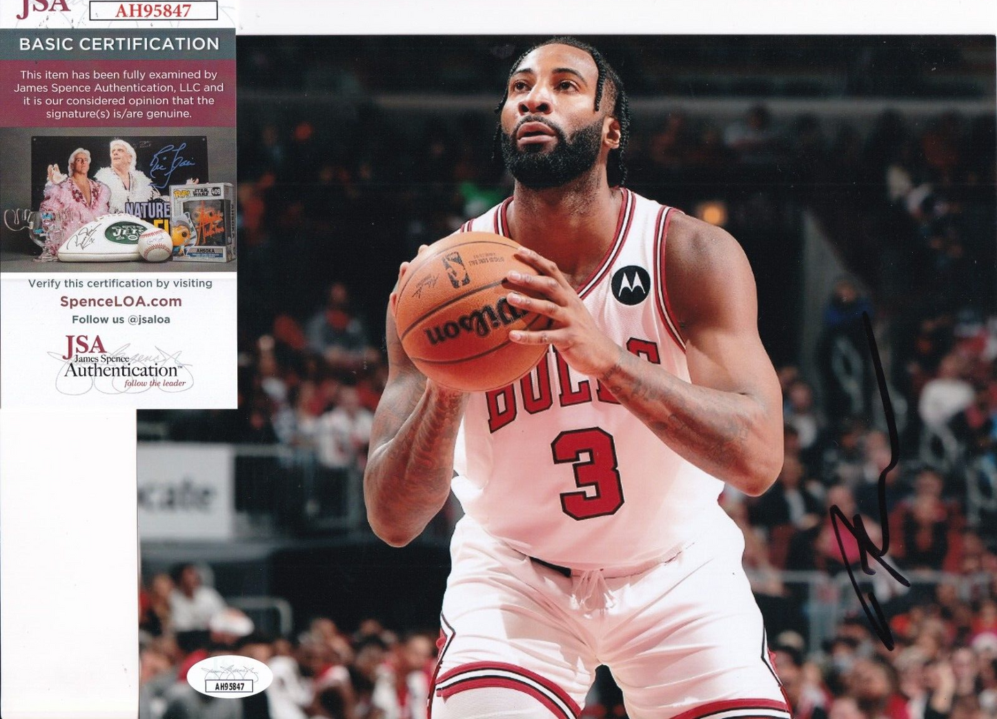 ANDRE DRUMMOND signed (CHICAGO BULLS) basketball 8X10 photo JSA COA AH95847