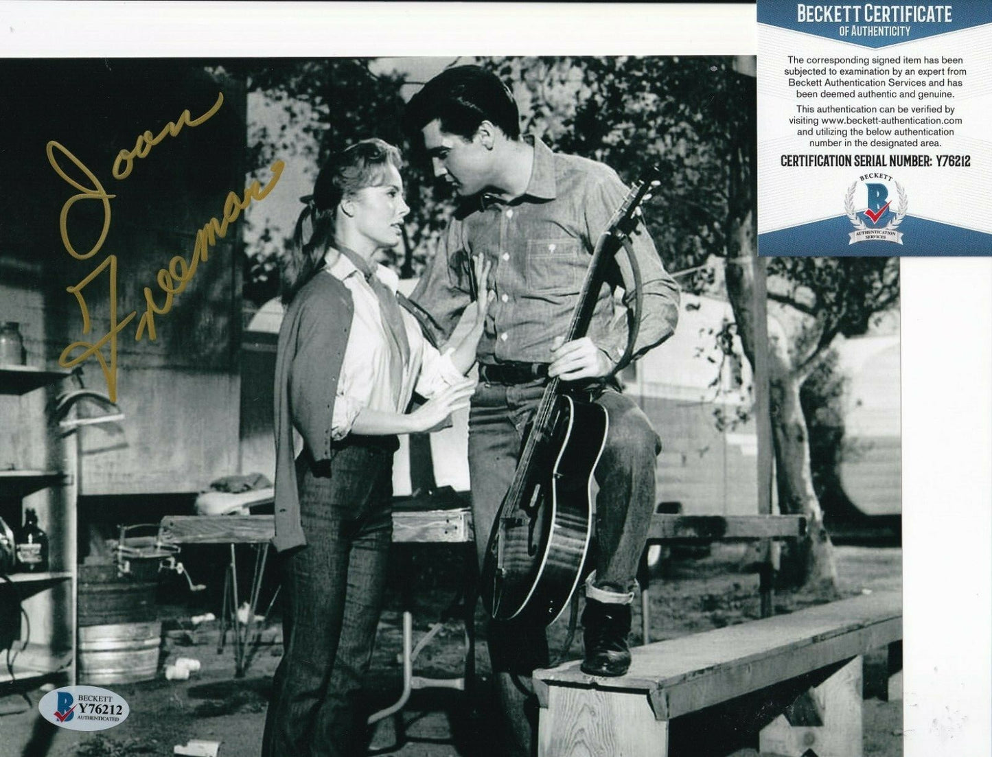 JOAN FREEMAN signed (ROUSTABOUT) Cathy Lean Movie 8X10 photo BECKETT BAS Y76212