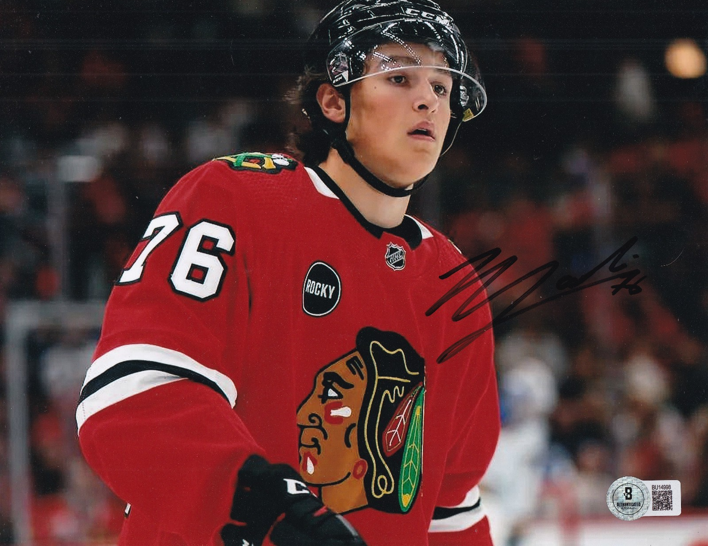 NICK LARDIS signed (CHICAGO BLACKHAWKS) Hockey 8X10 photo BECKETT BU14998
