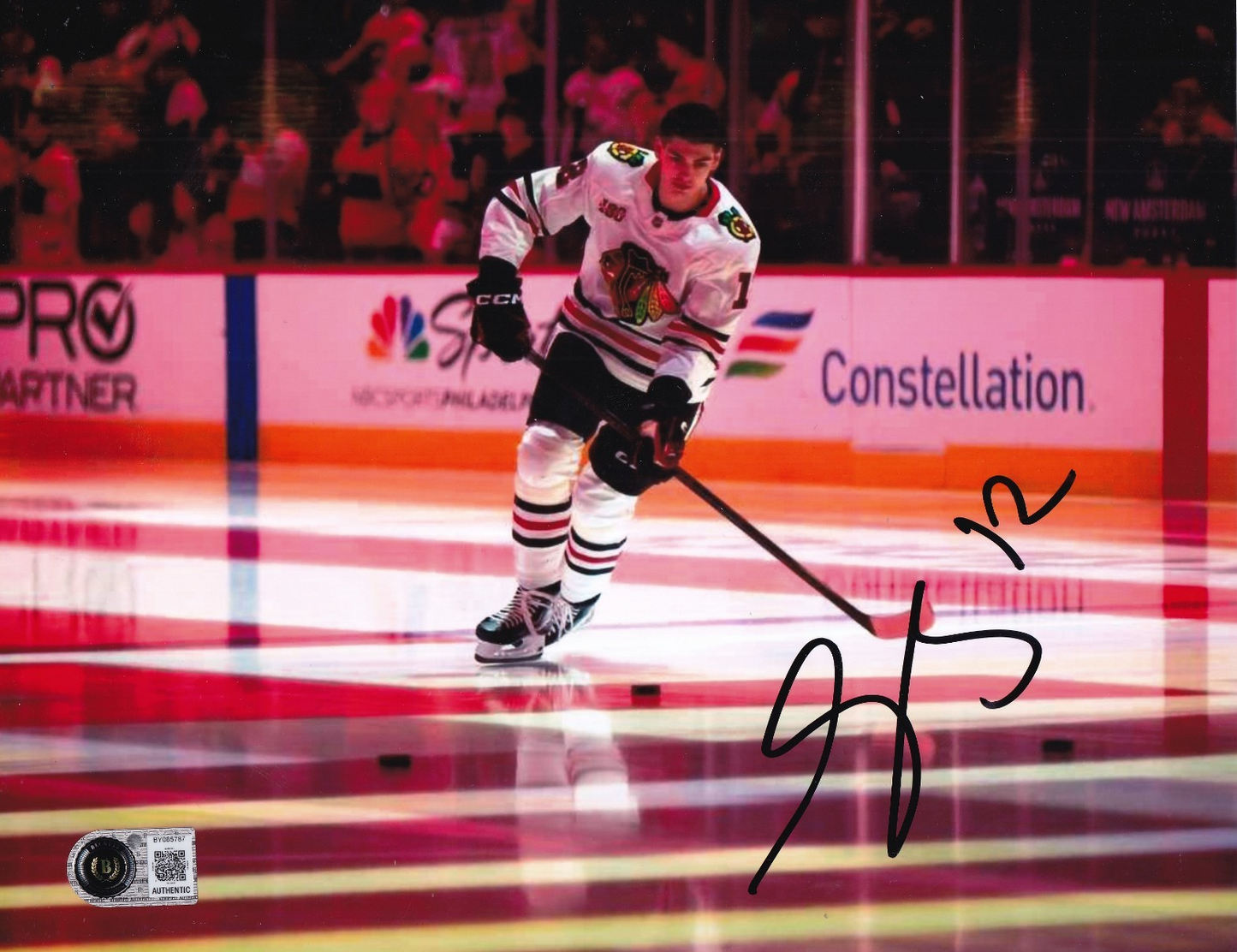 SACHA BOISVERT signed (CHICAGO BLACKHAWKS) Hockey 8X10 photo BECKETT BY085787