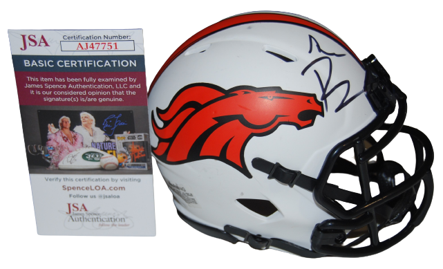 SEAN PAYTON signed (DENVER BRONCOS) Lunar mini football helmet JSA COA AJ47751