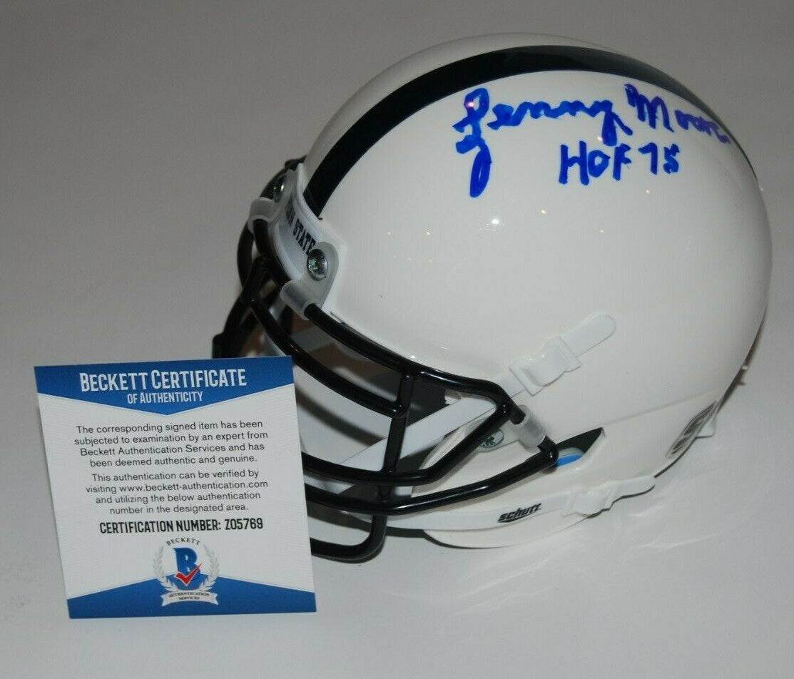 LENNY MOORE signed (PENN STATE LIONS) mini football helmet BECKETT BAS Z05769
