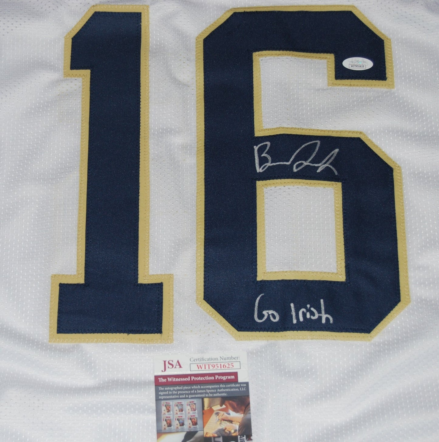 BRANDON JOSEPH signed (NOTRE DAME FIGHTING IRISH) Go Irish ! custom jersey JSA