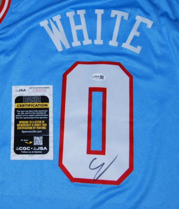 COBY WHITE signed (CHICAGO BULLS) blue replica NBA Basketball jersey JSA83230