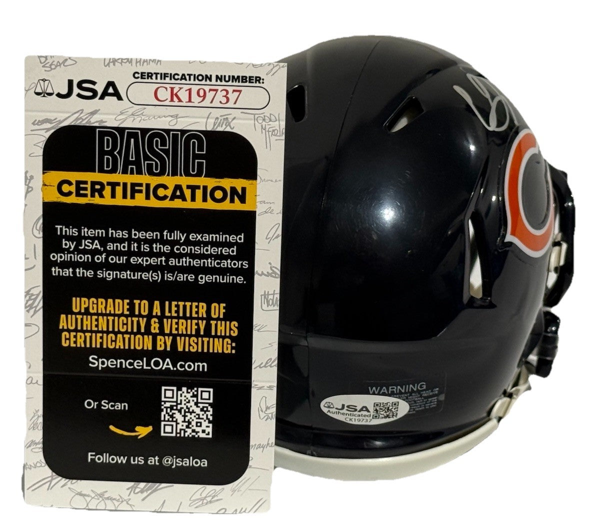 CJ GARDNER-JOHNSON signed (CHICAGO BEARS) mini football helmet JSA CK194737