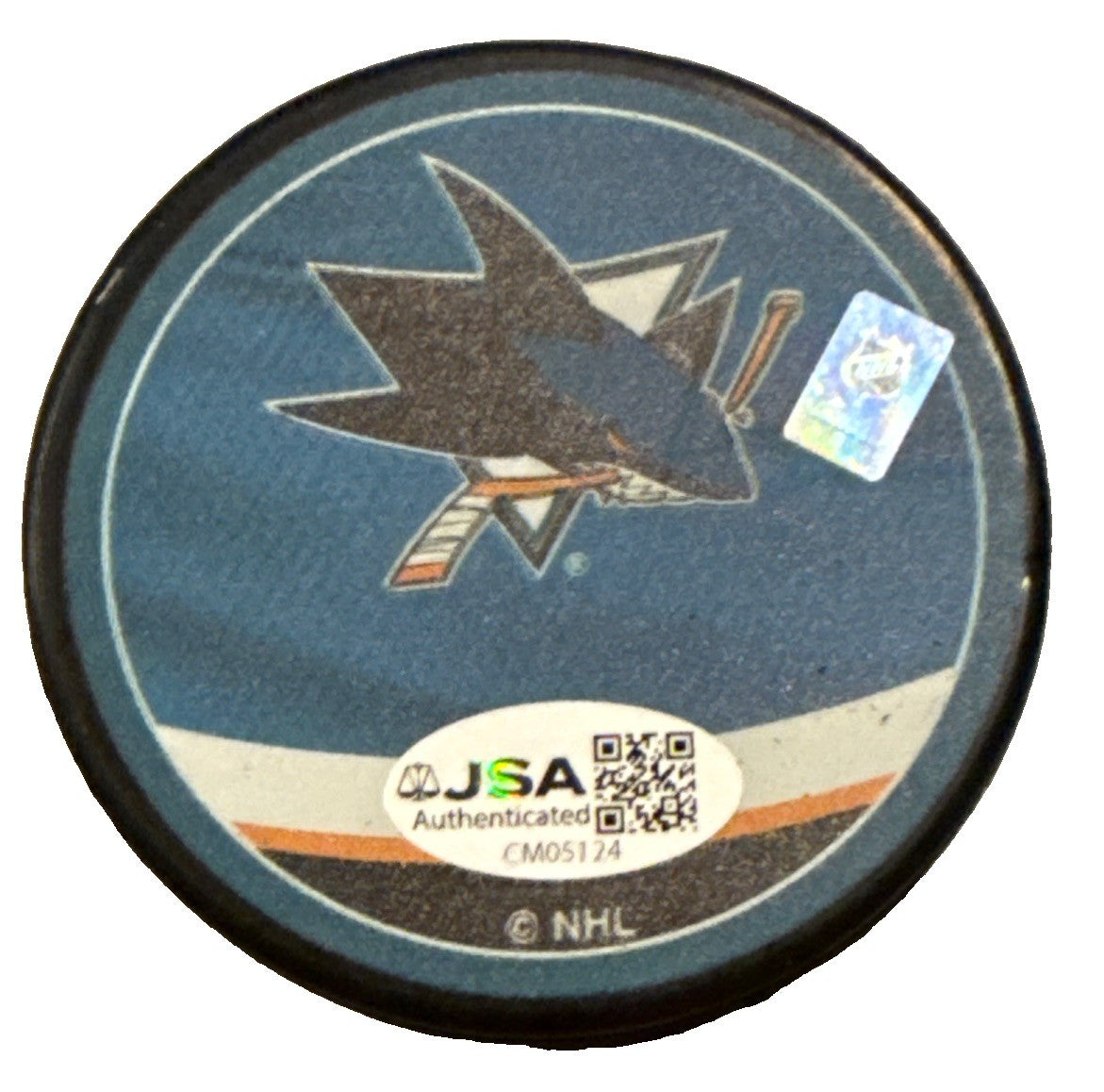 CAM LUND signed (SAN JOSE SHARKS) Reverse Retro Hockey puck JSA COA CM05124