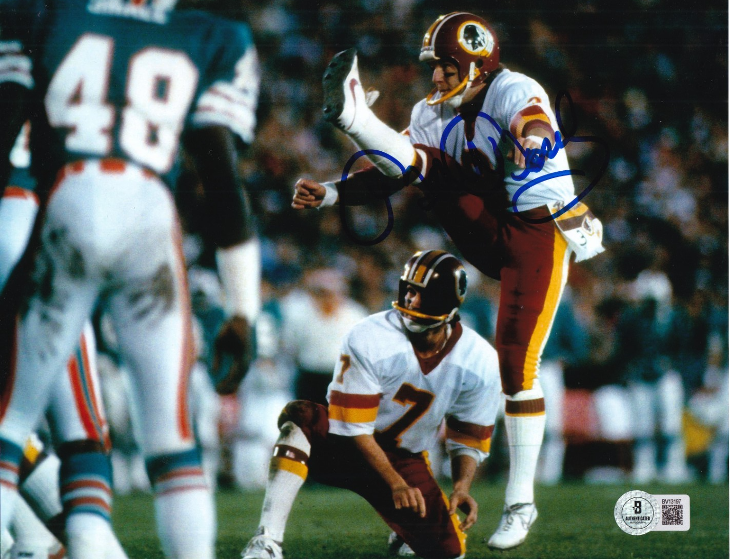 MARK MOSLEY signed (WASHINGTON REDSKINS) Football 8X10 photo BECKETT BAS BV13197