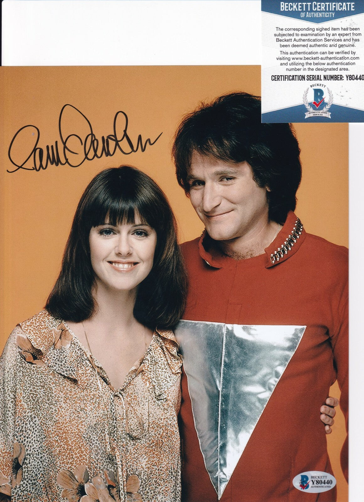 PAM DAWBER signed (MORK & MINDY) Mindy McConnell 8X10 photo BECKETT BAS Y80440