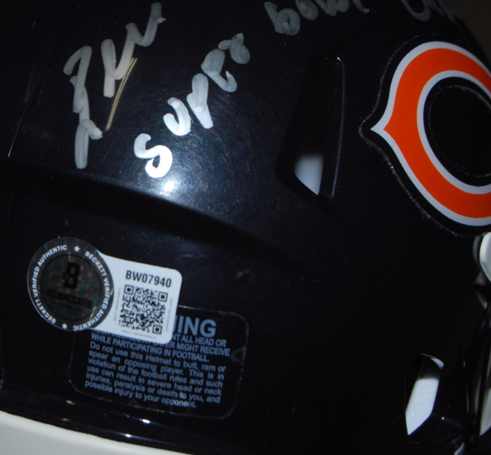 LESLIE FRAZIER signed (CHICAGO BEARS) mini football helmet BECKETT BAS BW07940