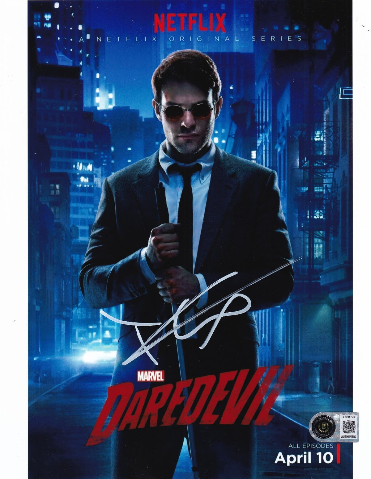 CHARLIE COX signed (DAREDEVIL) Matt Murdock 8X10 photo BECKETT BAS BY085730