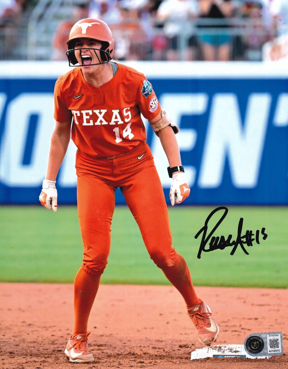 REESE ATWOOD signed (TEXAS LONGHORNS) Softball 8X10 photo BECKETT BAS BY085669